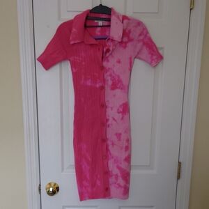 New York & Company Pink Tie-Dye Top